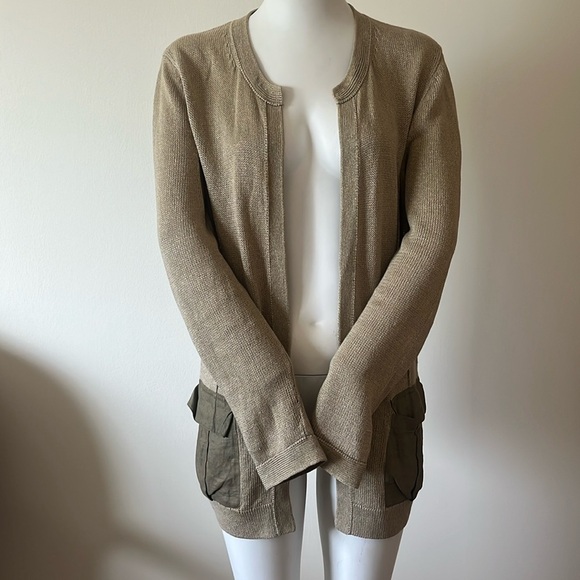 Lafayette 148 Knitted Open Front Cardigan Pockets Size L - Picture 1 of 11